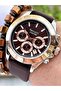 Brown Silicone Band Functional Men's Watch + Bracelet - 2