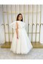 Girl's Long Evening Dress One Sleeve Shoulder Detail Fluffy Bridesmaid Henna Birthday Ceremony Dress - 2