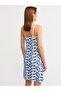 90119 Patterned Strappy Knitwear Dress-cobalt blue - 2