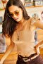 Women's Dark Camel Sleeve Ruffled Summer Knitwear Blouse BLZ-19001035 - 6
