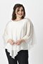 White Shoulder Jewelled Slit Chiffon Cloak Plus Size Stylish Blouse - 5