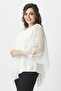 White Shoulder Jewelled Slit Chiffon Cloak Plus Size Stylish Blouse - 7