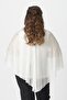 White Shoulder Jewelled Slit Chiffon Cloak Plus Size Stylish Blouse - 8