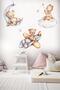 Watercolor Textured Plush Pilot And Sleeping Teddy Bear Children's Room Decorative Wall Sticker Wall Ornament - 4