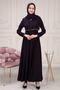 Women's Abaya Striped Waist Printed Flared Mevlana Abaya