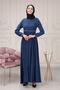 Women's Abaya Striped Waist Printed Flared Mevlana Abaya