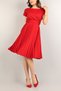 Stylish Red Flexible Fabric Belt Gift Pleated Midi Dress 120 582059 109404 - 2