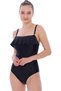 Women's Black Strappy Ruffle Swimsuit