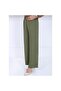 Women's Khaki Elastic Waist Ayrobin Fabric Wide Leg Large Size Trousers - 2