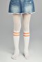 Girl's White Pretty Neon Stripe Pantyhose