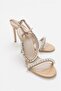 Valda Stone Single Strap Caramel 10 cm Women's Classic Heeled Shoes - 2
