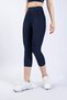 Straight Women's Navy Blue High Waist Leggings, Capri Yoga Tights 19" - 2