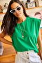 Women's Grass Green Armpit Piece Bat T-Shirt TSH-19000330 - 4