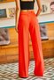 Women's Orange Pocketed Pleated Palazzo Atlas Trousers PNT-19000149 - 5