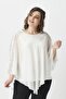 White Shoulder Jewelled Slit Chiffon Cloak Plus Size Stylish Blouse