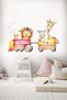 Watercolor Train And Cute Animals Lion Giraffe Gergadan Children's Room Wall Sticker Wall Decoration - 4