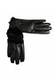 Women's Belt Button Detail Plush Soft Leather Gloves - 2