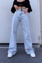 Women's Lebron Blue Snow Wash High Waist Wide Leg Denim Jeans - Loose Trousers - 3