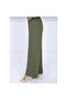 Women's Khaki Elastic Waist Ayrobin Fabric Wide Leg Large Size Trousers