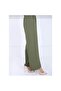Women's Khaki Elastic Waist Ayrobin Fabric Wide Leg Large Size Trousers - 4