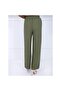 Women's Khaki Elastic Waist Ayrobin Fabric Wide Leg Large Size Trousers - 5