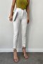 Women's White Slim Leg Fabric Trousers - 2