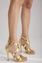 Snake Cross Strap Gold 10 cm Women's Classic Heeled Shoes - 5