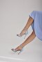 Single Strap Ice Blue Suede Women's Classic Heeled Shoes - 4