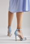 Single Strap Ice Blue Suede Women's Classic Heeled Shoes - 6