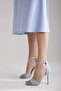 Single Strap Ice Blue Suede Women's Classic Heeled Shoes - 7