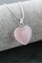 Natural Stone Pink Quartz Heart Necklace Women's Natural Stone Chain Necklace