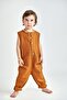 Brown Linen Sleeveless Pocketless Jumpsuit