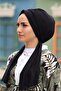 غطاء رأس جاهز من القماش الرملي الأسود للسيدات - 4
