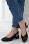 Black Short Heel Buckle Women's Daily Sandals - 3