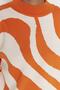 Ecru Orange Animal Stripe Patterned Half Turtleneck Knitwear Sweater TCTAW23KZ00023 - 3