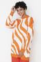 Ecru Orange Animal Stripe Patterned Half Turtleneck Knitwear Sweater TCTAW23KZ00023 - 4