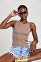 Women's Halter Neck Ribbed Crop Blouse