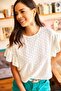 Women's Ecru Sleeve Ruffled Scallop Look Woven Blouse BLZ-19001936 - 5