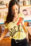 Women's Yellow A Brocton V-Neck Semi-Transparent Knitted T-Shirt TSH-19000613 - 5