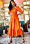 Women's Orange Glittered Square Collar Bodrum Dress ELB-19001557