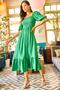 Women's Grass Green Glittered Square Collar Bodrum Dress ELB-19001557 - 4