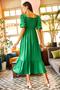 Women's Grass Green Glittered Square Collar Bodrum Dress ELB-19001557 - 6