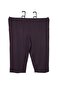 Women's Plum Waist Elastic Double Pocket Slit Stone Detailed Comfortable Fit Plus Size Combed Cotton Capri - 4