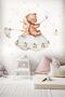 Plush Teddy Bear Holding a Star and Cute Rabbit Sleeping Dream Children's Room Wall Sticker Wall Decoration - 3