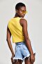 Women's Black Yellow Halter Neck Ribbed 2-Pack Crop Blouse - 4