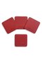 Leather Coaster Set of 4 Decorative Stitched Red - 2