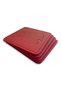Leather Coaster Set of 4 Decorative Stitched Red - 3