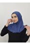 Snap Fastener Ready Scarf Shawl Bonnet Hijap Indigo Color - 2