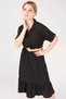 Women's Skirt Flounce Straw Belt Dress Black - 3