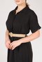Women's Skirt Flounce Straw Belt Dress Black - 5